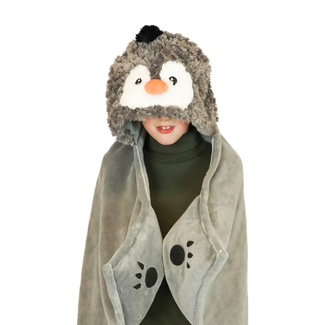 Noxxiez Noxxiez knuffeldeken met capuchon Pinguin