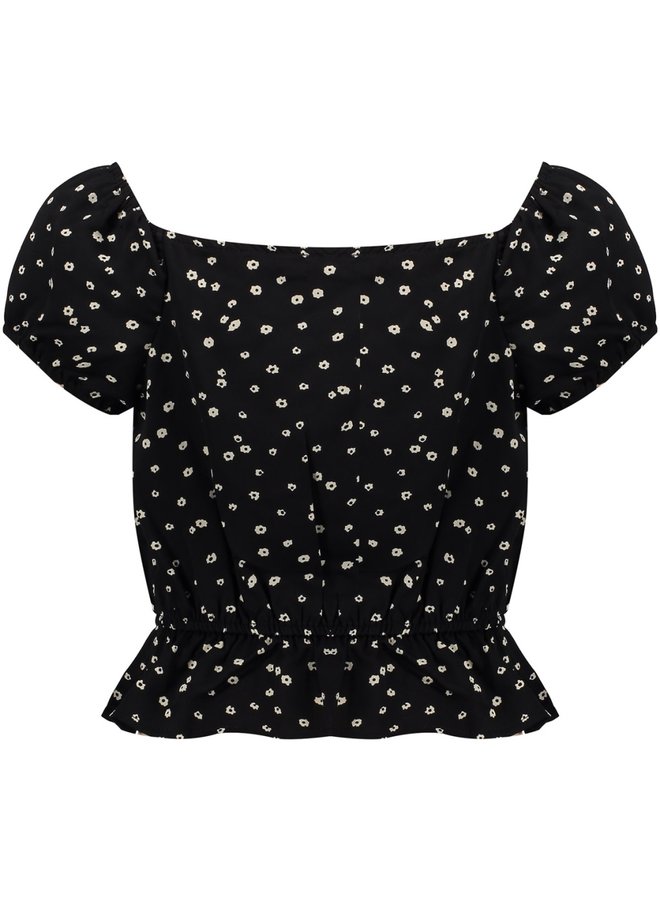 Frankie & Liberty SS22 Chrissie Flower Top - Black