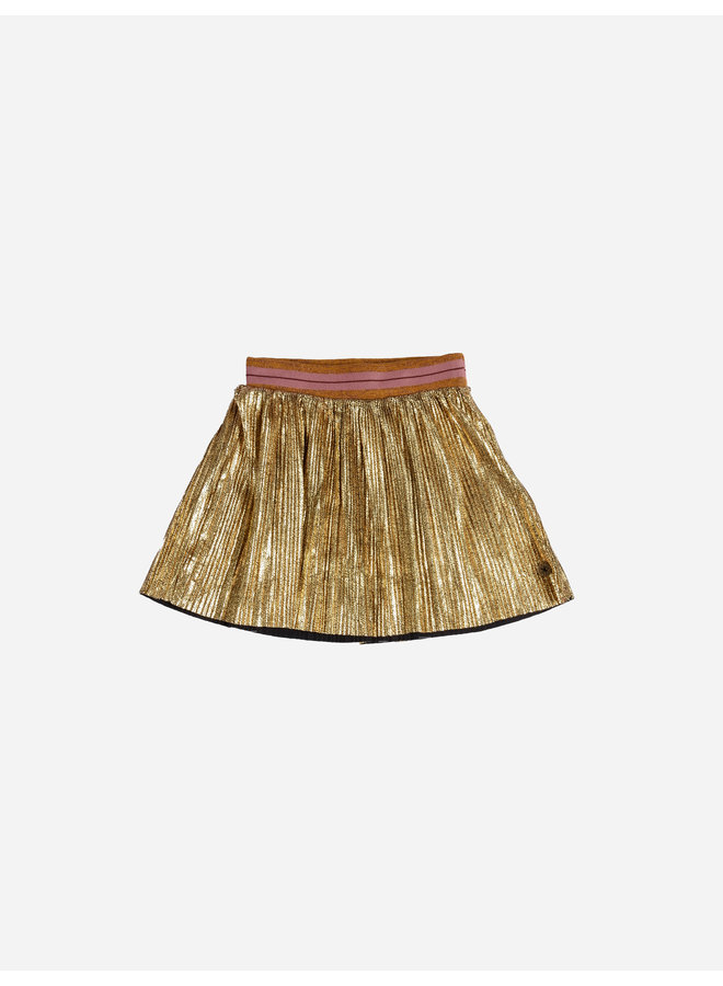 Like Flo FW22- Metallic Plissé Skirt - Gold