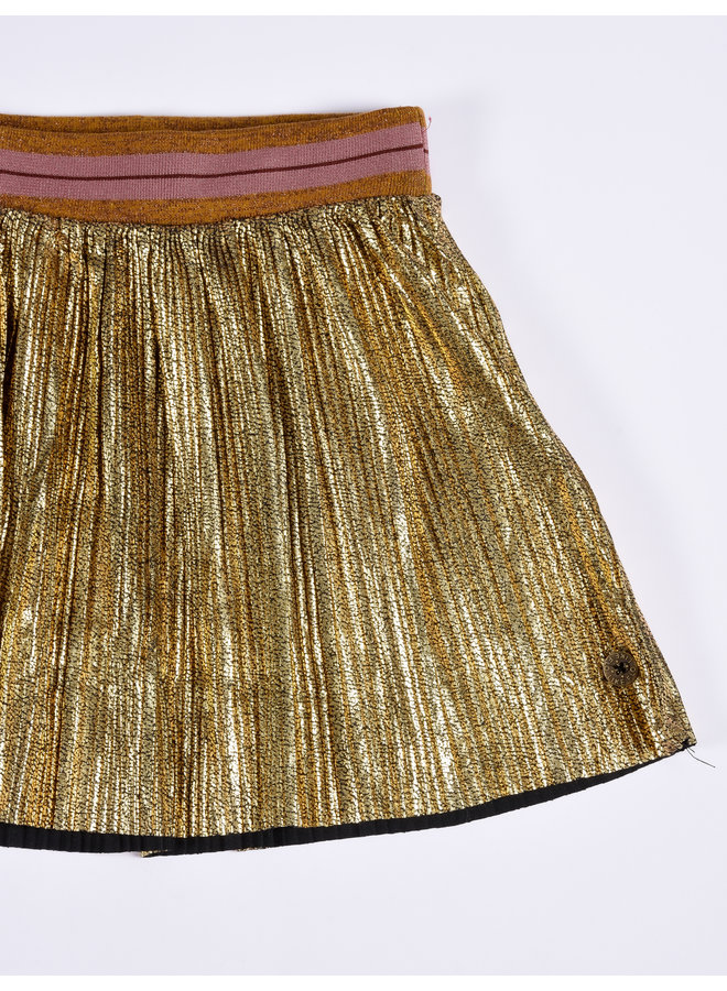 Like Flo FW22- Metallic Plissé Skirt - Gold