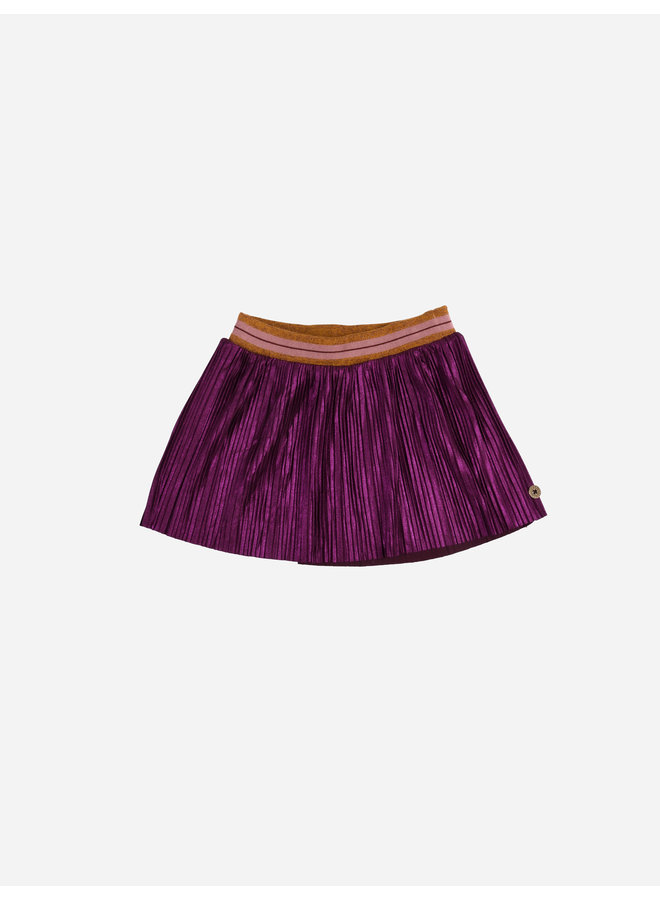 Like Flo FW22- Baby Girl Metallic Plissé Skirt- Cerise