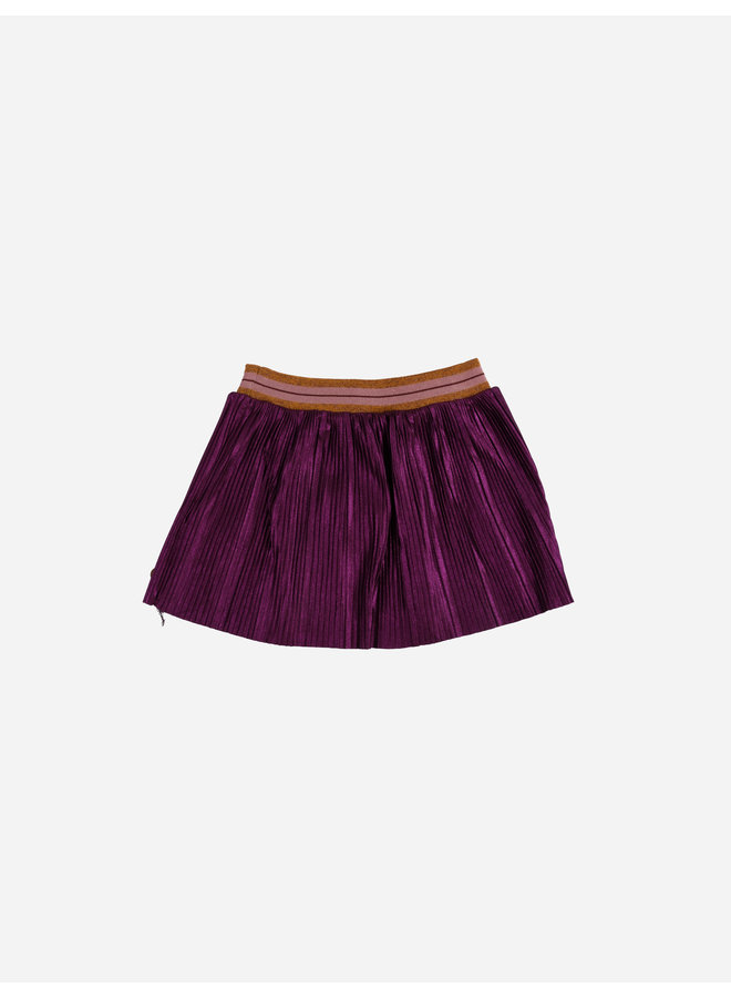 Like Flo FW22- Baby Girl Metallic Plissé Skirt- Cerise