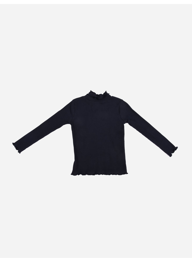 Le Chic- Noelle Longsleeve Rib T-shirt - Dark Navy