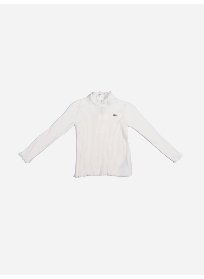 Le Chic- Noelle Longsleeve Rib T-shirt - Off White