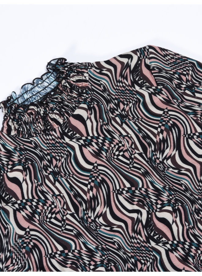 Frankie & Liberty FW22 - Feline Top - Black Multi Colour Brand Print