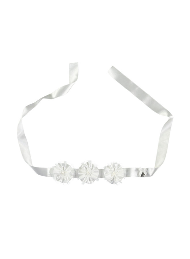 Le Chic SS23 - Riri Satin & Flowers Belt - Off White