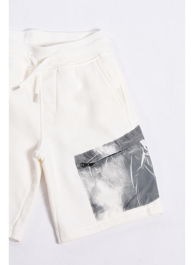 C.P. Company SS23 - Basic Fleece Mixed Logo Shorts - Gauze White