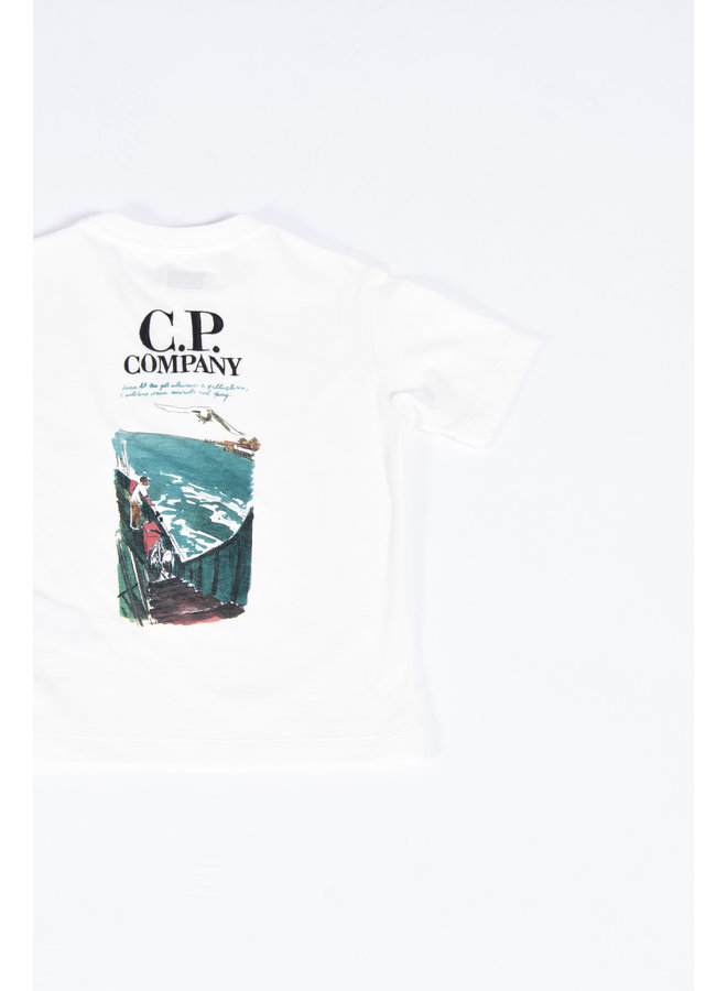 C.P. Company Kids SS23 - 30/1 Jersey Graphic Landscape T-shirt - Gauze White