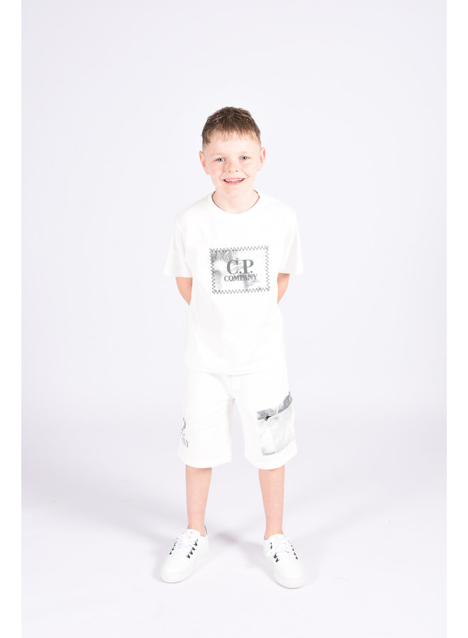 C.P. Company SS23 - Basic Fleece Mixed Logo Shorts - Gauze White