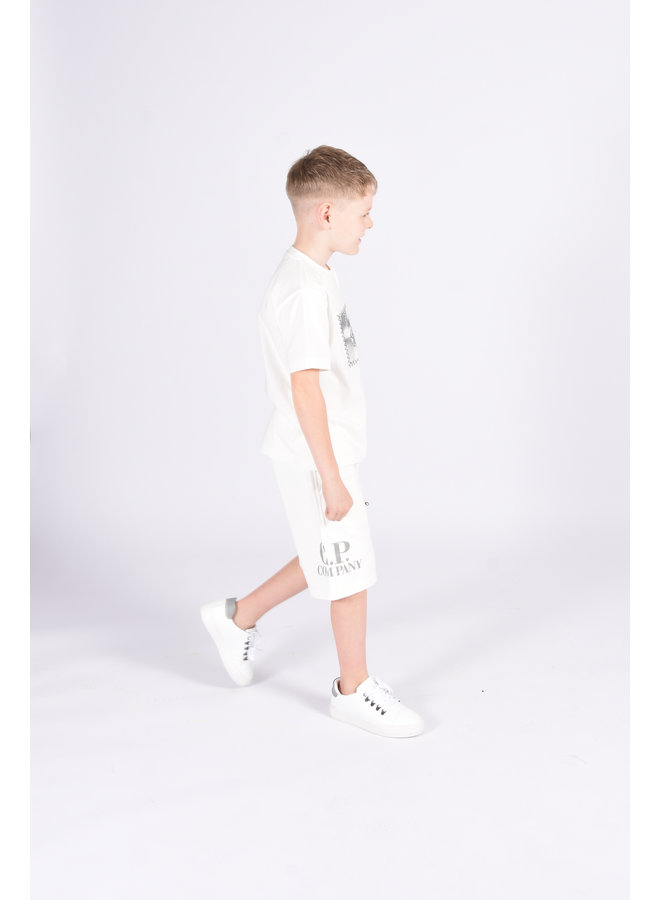 C.P. Company SS23 - Basic Fleece Mixed Logo Shorts - Gauze White