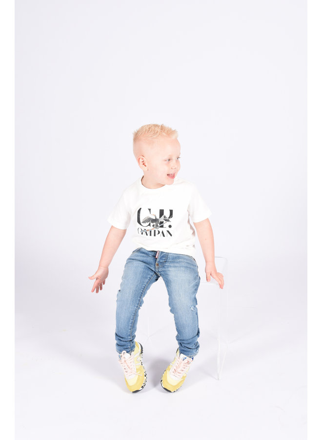 C.P. Company Kids SS23 - 30/1 Jersey Graphic Bird Logo T-shirt - Gauze White