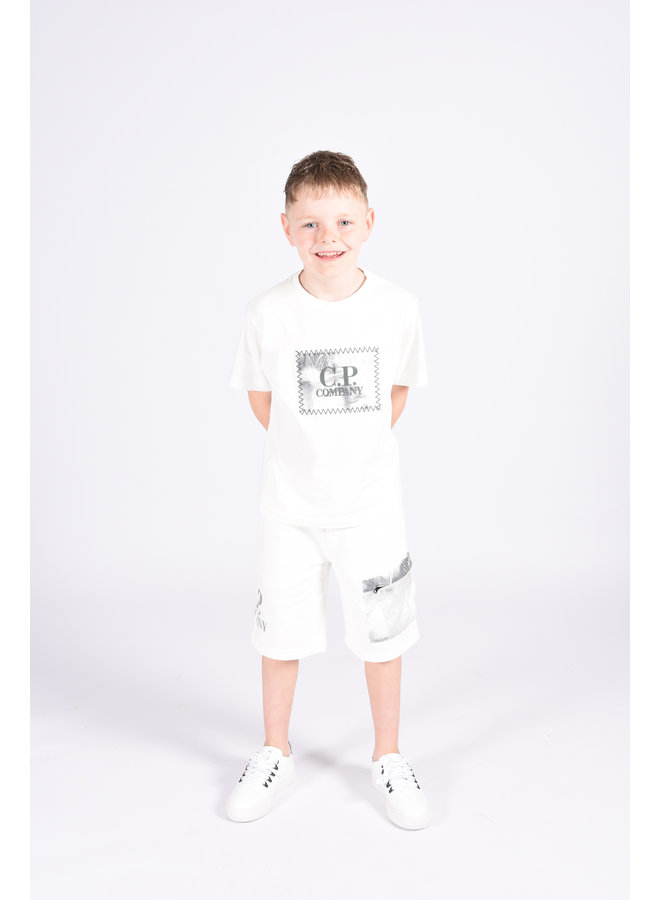 C.P. Company Kids SS23 - 30/1 Jersey Graphic Label Style Logo T-shirt - Gauze White