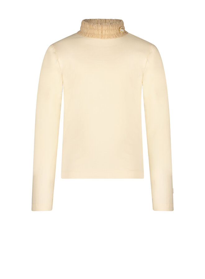 Le Chic FW23 - Nesrin High Collar T-shirt - Pearled Ivory