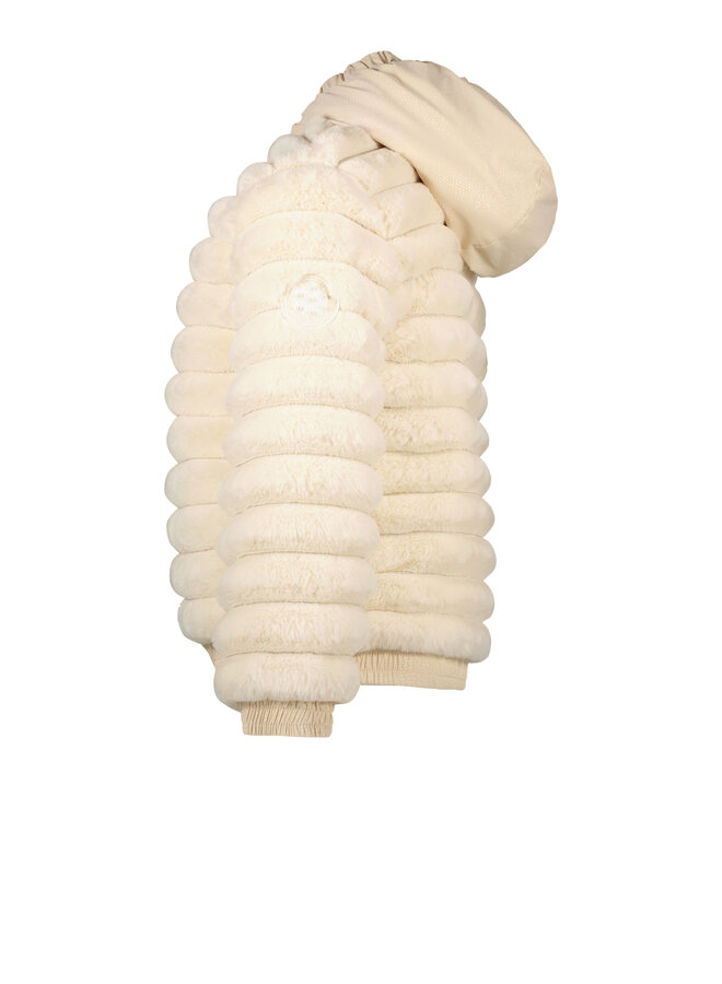 Le Chic FW23 - Beetle Bumpy Fur Bomber - Pearled Ivory