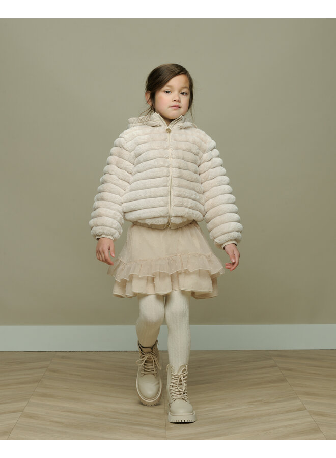 Le Chic FW23 - Beetle Bumpy Fur Bomber - Pearled Ivory