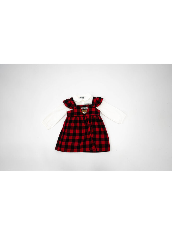 Moschino Baby FW23 - MDK02L Shirt And Dress Set - Check Red