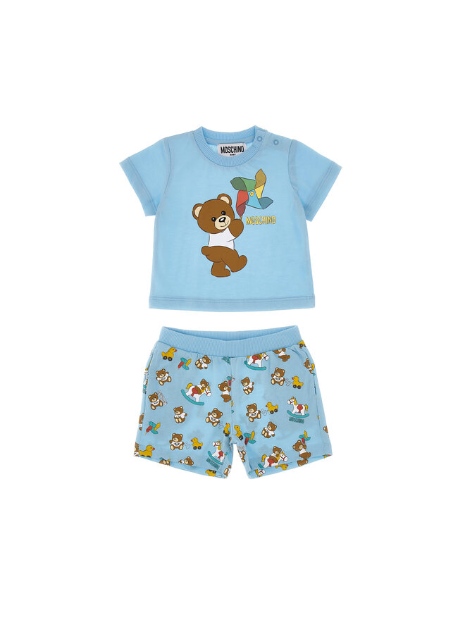 Moschino SS24 - Baby T-Shirt And Shorts Set - Baby Sky Toy