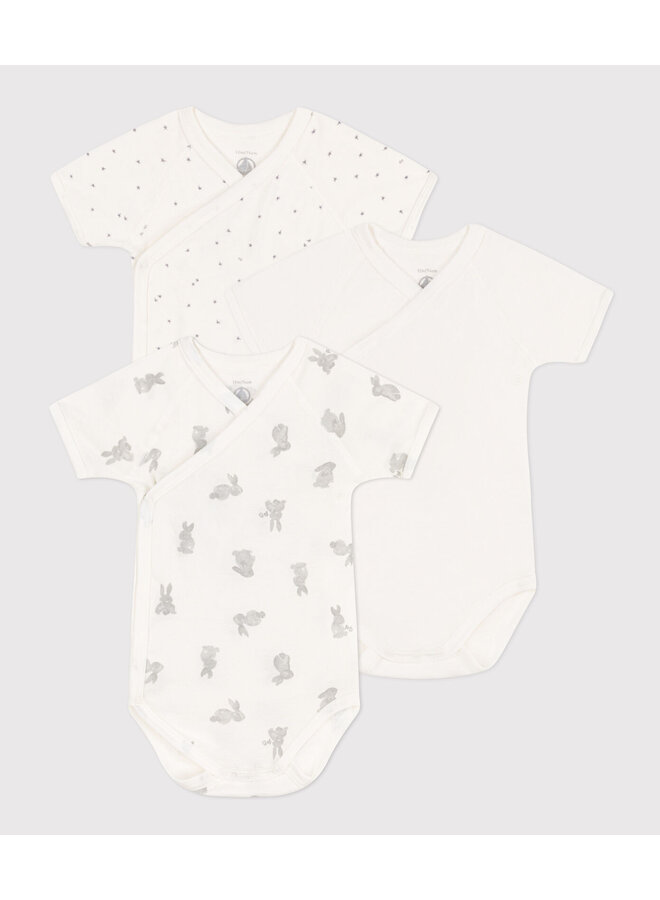 Petit Bateau  - 3 Bodies Set - White/Grey