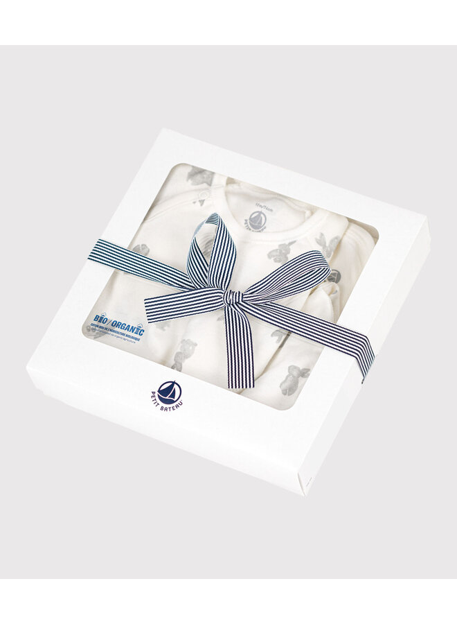 Petit Bateau - Gift Set 3 Pieces - Marshmallow/Gris