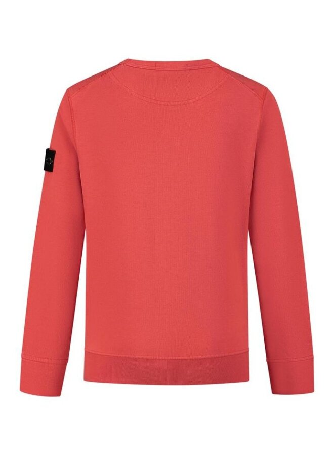 Stone Island SS24 - Felpa Logo-Patch Crewneck Sweater - Orange Red