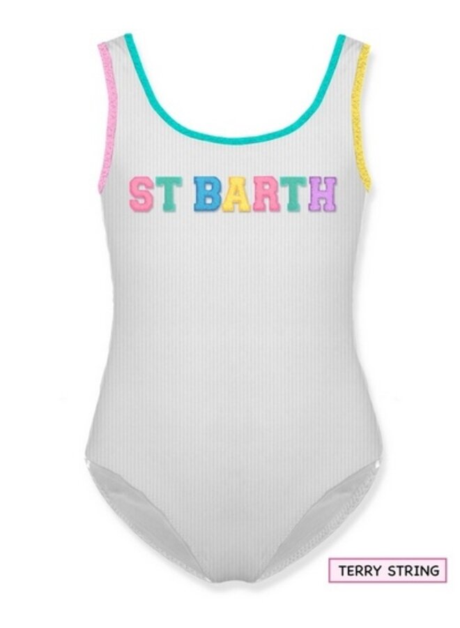 Saint Barth SS24 Girl - CARA003 Swimsuit - White/Multicolor
