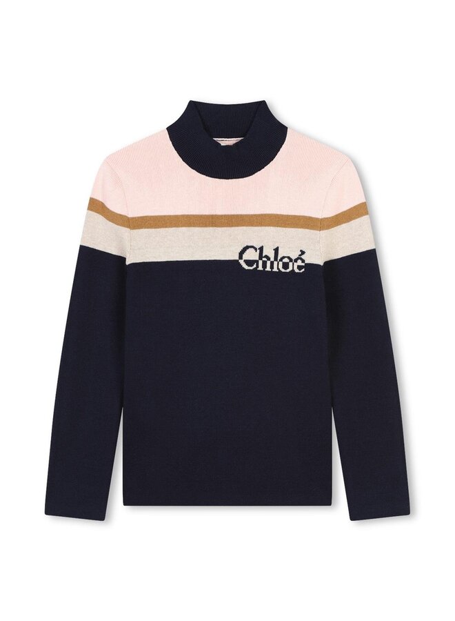 Chloé FW24 Kids - C20396 Sweater - Marine Multi Color