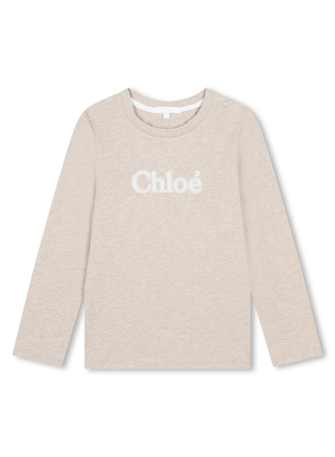 Chloé FW24 Kids - C20253 Long Sleeve T-shirt - Melange Beige