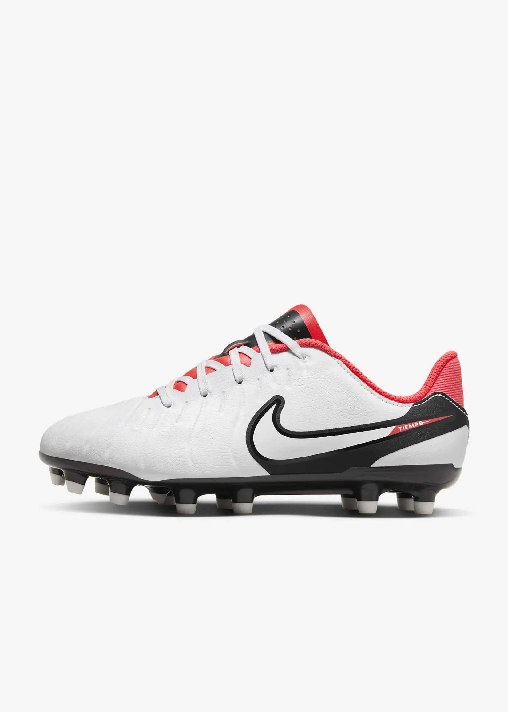 NIKE JR LEGEND 10 ACADEMY FG/MG, WHITE/BLACK-BRIGHT CRIMSON