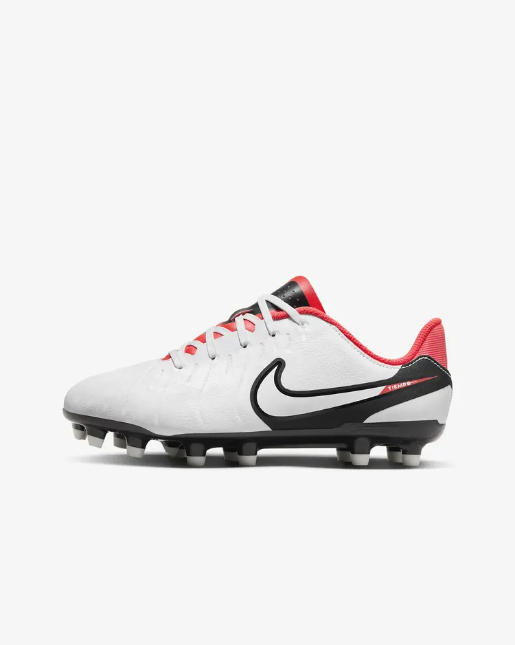 NIKE JR LEGEND 10 ACADEMY FG/MG, WHITE/BLACK-BRIGHT CRIMSON