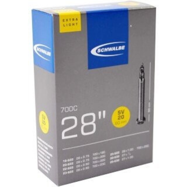 Schwalbe binnenband Extralight Road 28x1 Frans 60mm Schwalbe binnenband Extralight Road 28x1 Frans 60mm