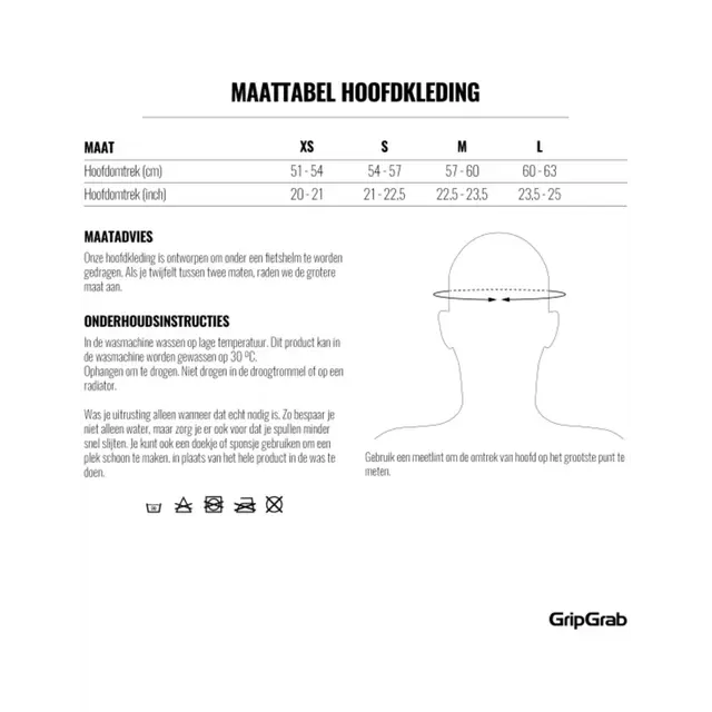 Gripgrab Thermo Lente-Herfst Helmmuts maat S Gripgrab Thermo Lente-Herfst Helmmuts maat S