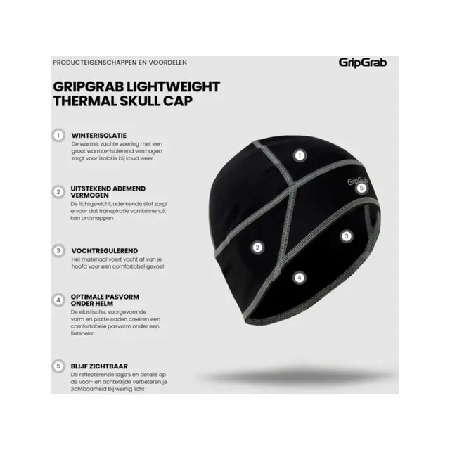 Gripgrab Thermo Lente-Herfst Helmmuts maat S Gripgrab Thermo Lente-Herfst Helmmuts maat S