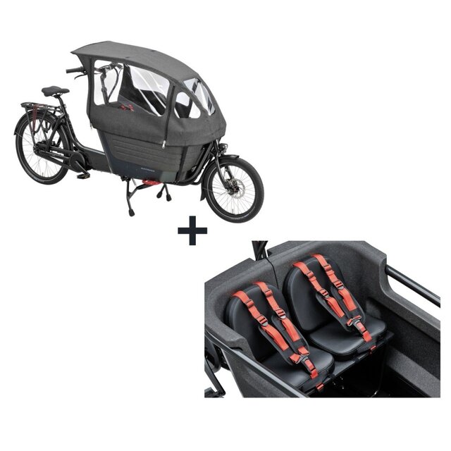 Winora / Batavus regenhoes + zitkussen bakfiets - combi deal Winora / Batavus regenhoes + zitkussen bakfiets - combi deal