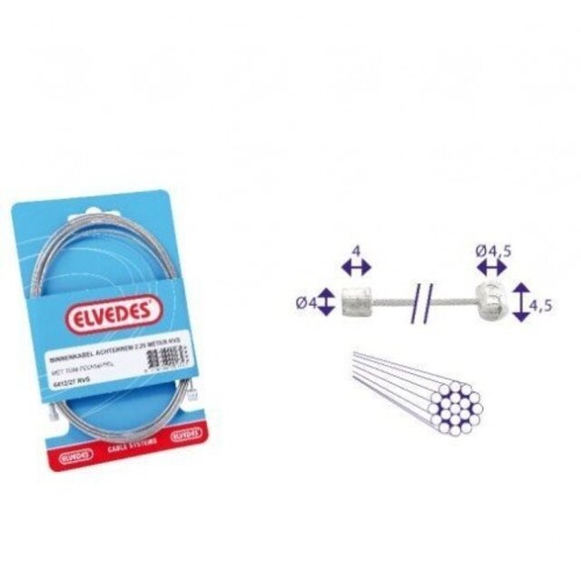 Elvedes schakel binnenkabel rvs 3m 2 nippels 4x4 e Elvedes schakel binnenkabel rvs 3m 2 nippels 4x4 e