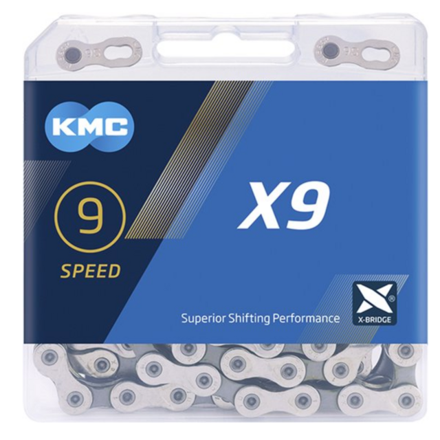 9-speed ketting KMC X9 122 schakels - Zilver/Grijs