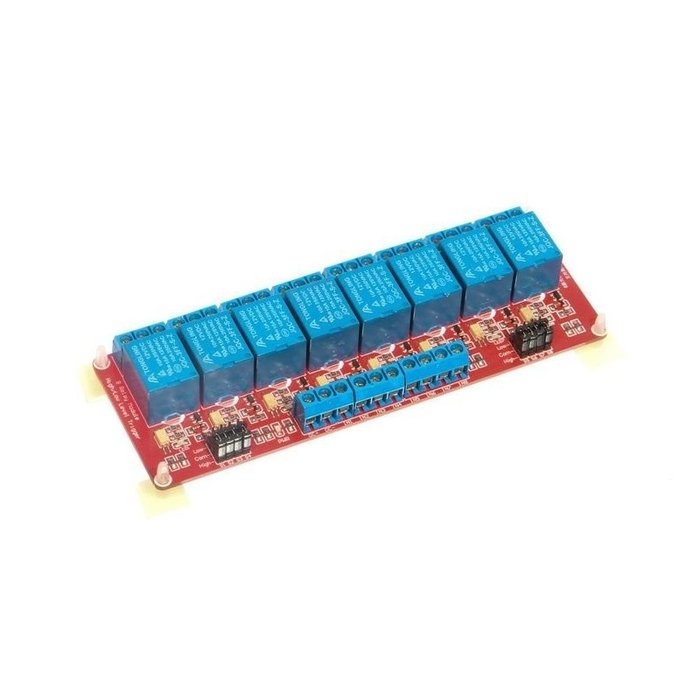 OBS Relais 12volt DC 8 voudig met schroefconnectors