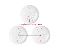Rookmelder standalone (koppelbaar via RF) set van 3 stuks