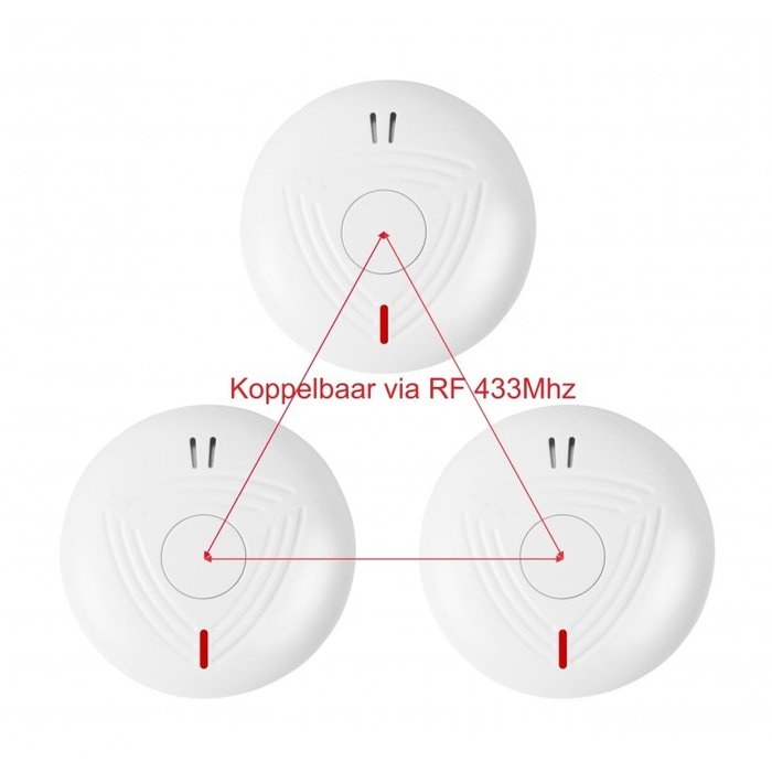 Rookmelder standalone (koppelbaar via RF) set van 3 stuks