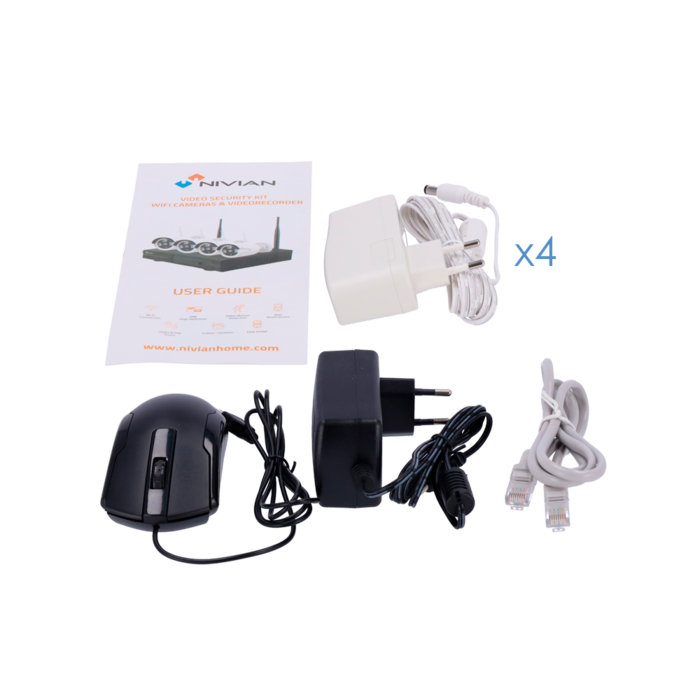 WIFI cameraset KIT1TBC4-16WIFI 4 camera's 3MP en recorder uitbreidbaar tot max 16 camera´s met 1TB harddisk