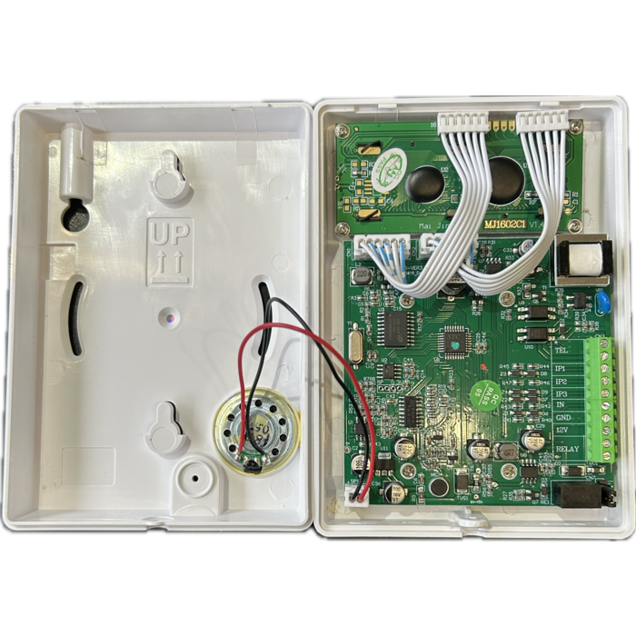 OBS Telefoonkiezer voor analoge telefoonlijn 3 ingangen met 3 spraakteksten en 1x hoofdspraaktekst.