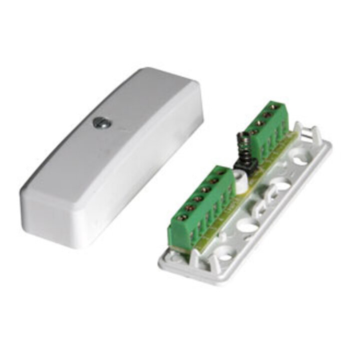 Junction box 8-way with tamper contact and screw terminals in white