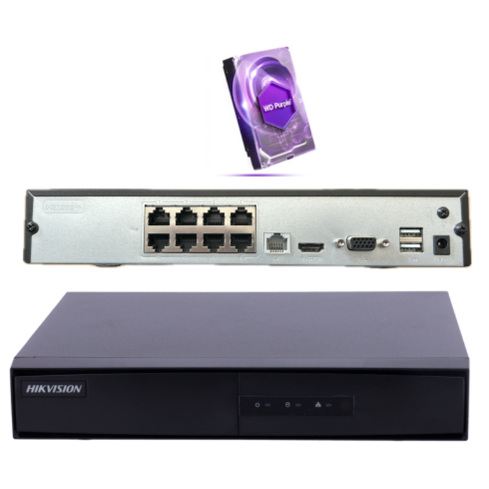 Hikvision Hikvision DS-7108NI-Q1/8P/M(D) NVR recorder for 8IP cameras up to 6MP  - hard disk 4TB