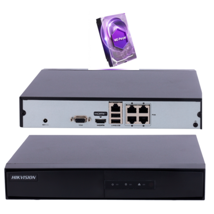 Hikvision Hikvision DS-7104NI-Q1/4P/M(D) NVR recorder for 4IP cameras up to 6MP + harddisk 1TB