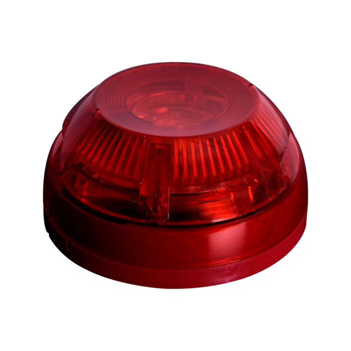 Bedrade brand sirene/flitser kleur rood met sokkel circa 100dB