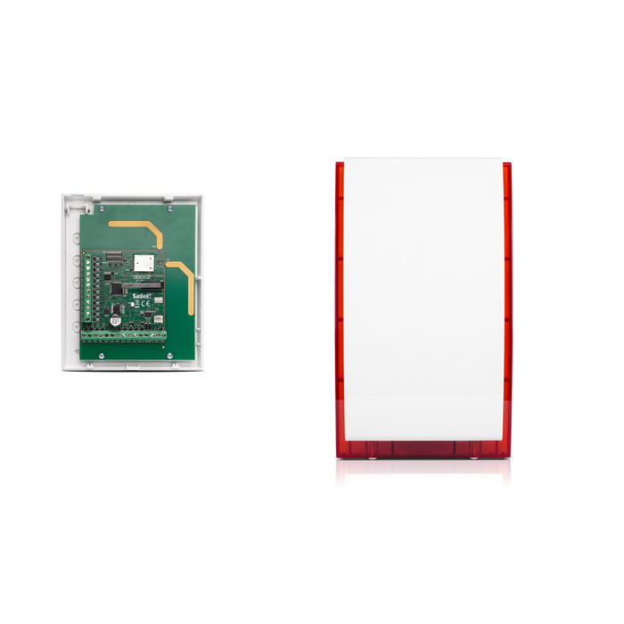 Wireless outdoor siren with strobe light SF-200 red with wireless transmitter