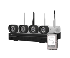 WIFI cameraset KIT1TBC4-16WIFI 4 camera's 3MP en recorder uitbreidbaar tot max 16 camera´s