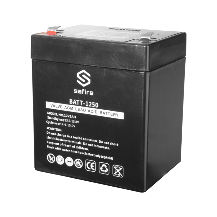 Safire Oplaadbare batterij 12V 5AH AGM loodzuurtechnologie   Nominale spanning 12 V Nominale capaciteit 5,0 Ah (20 uur)