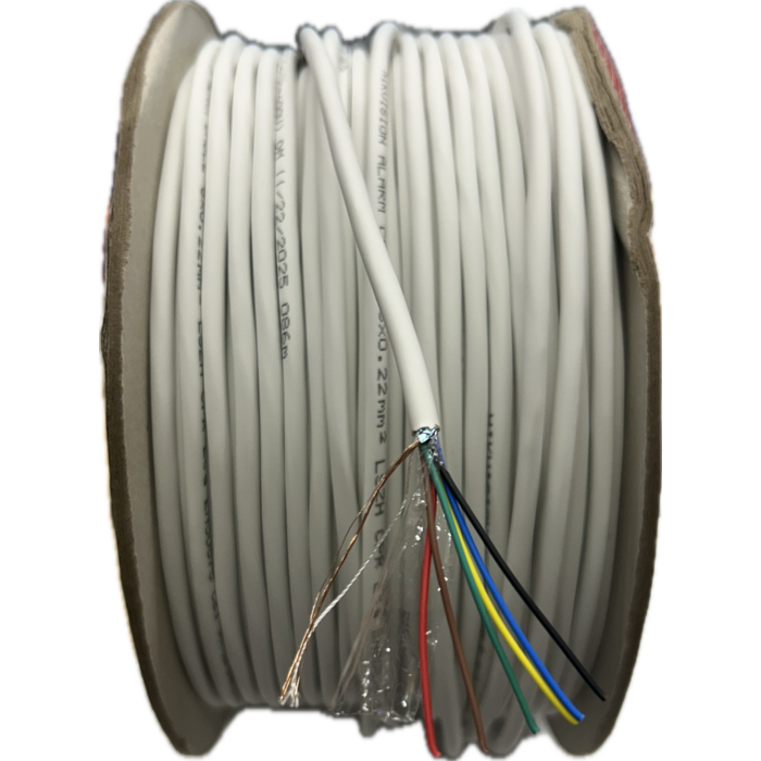 OBS 100 meters of alarm cable, 6x0.22m flexible roll of 100 meters, 99.95% copper shielded