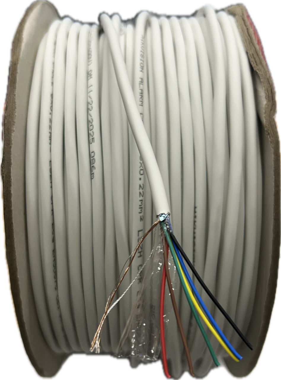 OBS 100 meters of alarm cable, 6x0.22m flexible roll of 100 meters, 99.95% copper shielded
