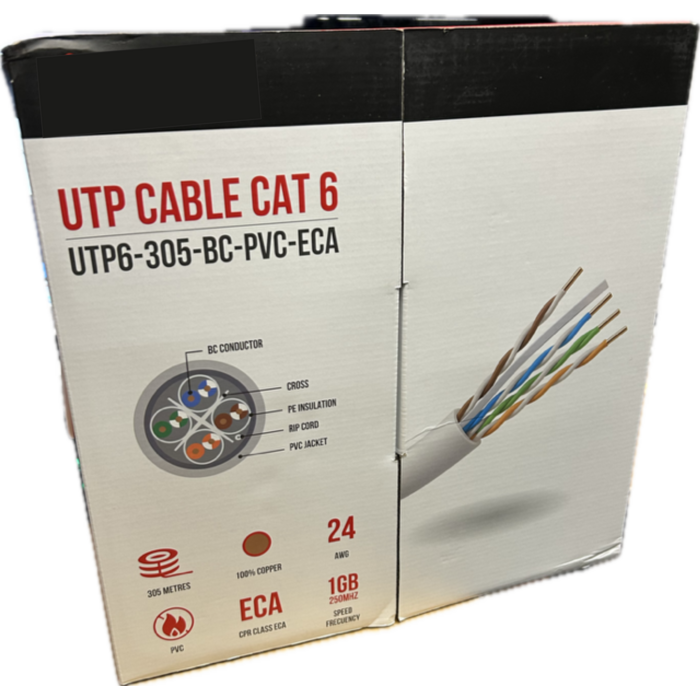 UTP cable Cat6 305M CU copper in box color gray 99.9% copper